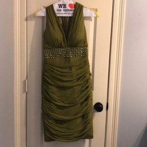 Green designer dress from Carmen Marc Valvo